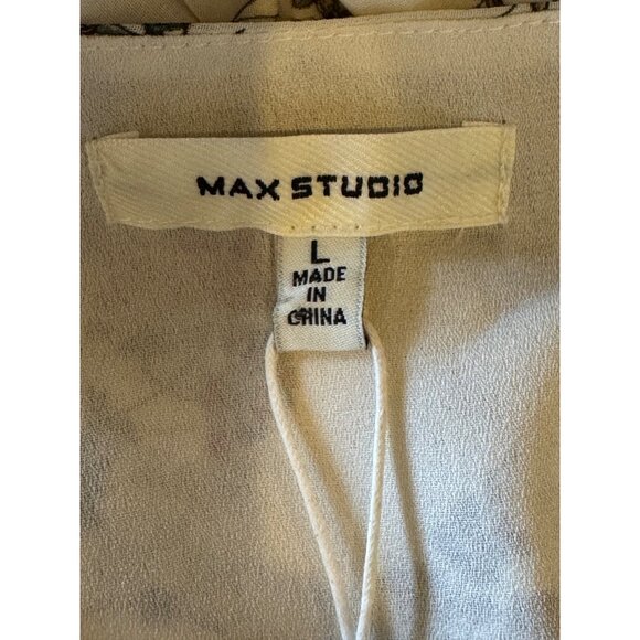 Max Studio Dress Women Large Ivory Floral Fit And Flare Flutter Sleeve NWT Boho - Picture 11 of 14